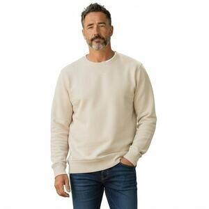 J Crew Garment Dyed Cream Beige Crew Neck Sweatshirt Men Large Cotton Preppy